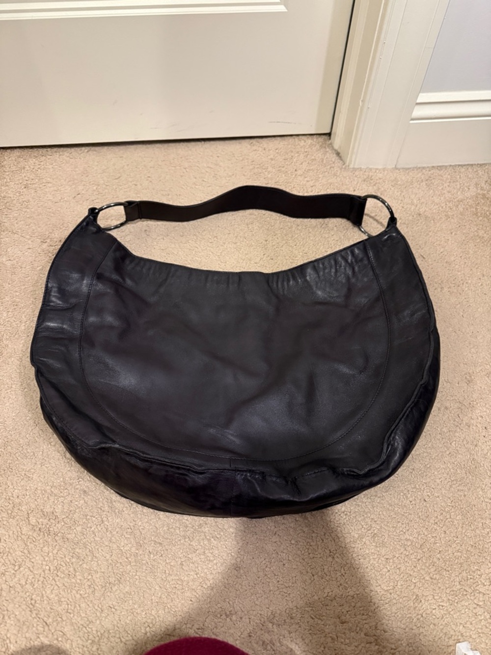 Anthropologie Black Leather Hobo Bag